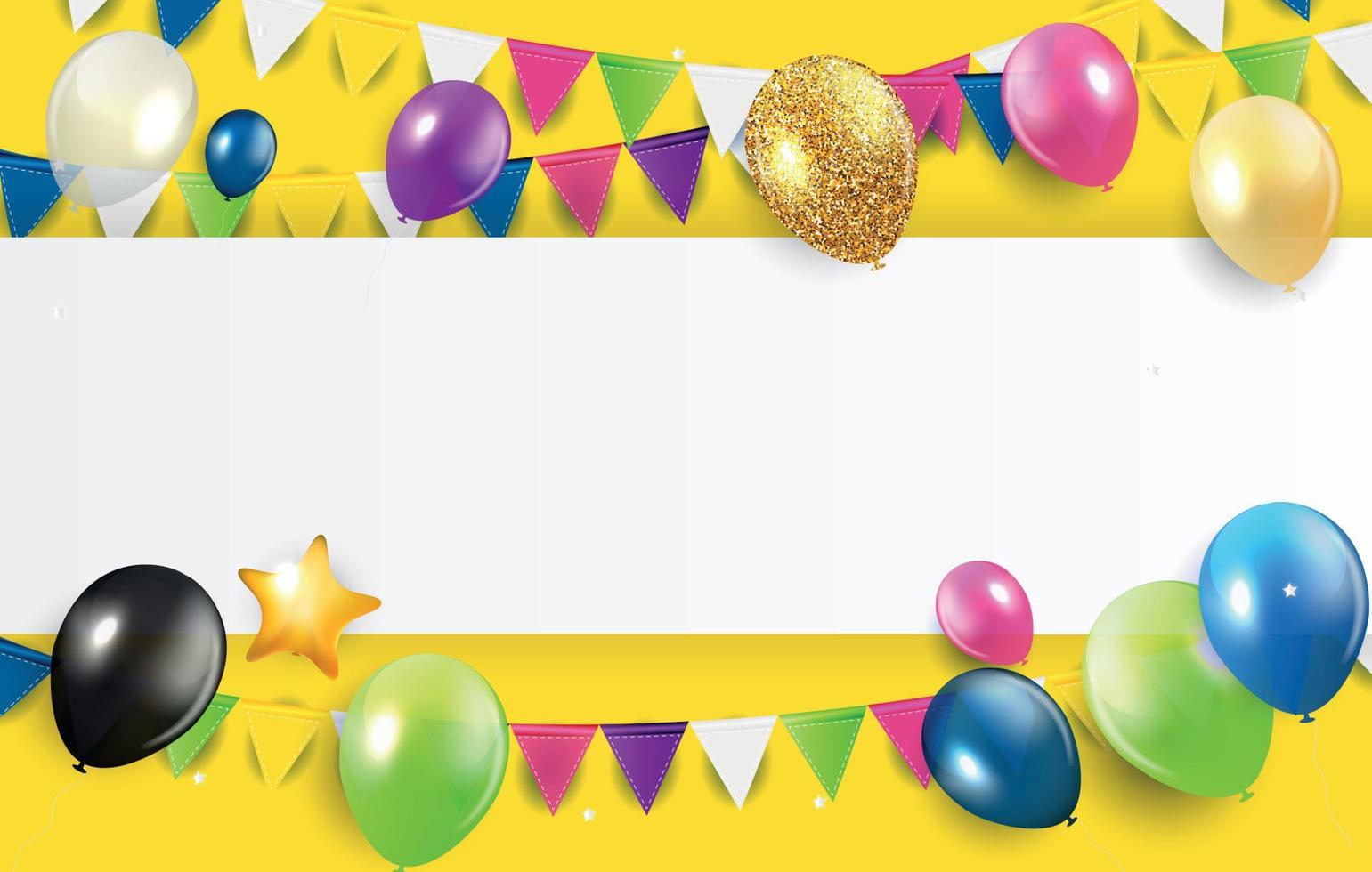 Glossy Happy Birthday Balloons Background Vector Illustration