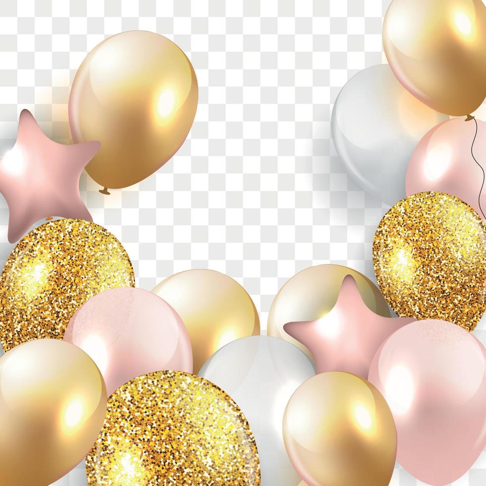 Glossy Happy Birthday Balloons Background Vector Illustration