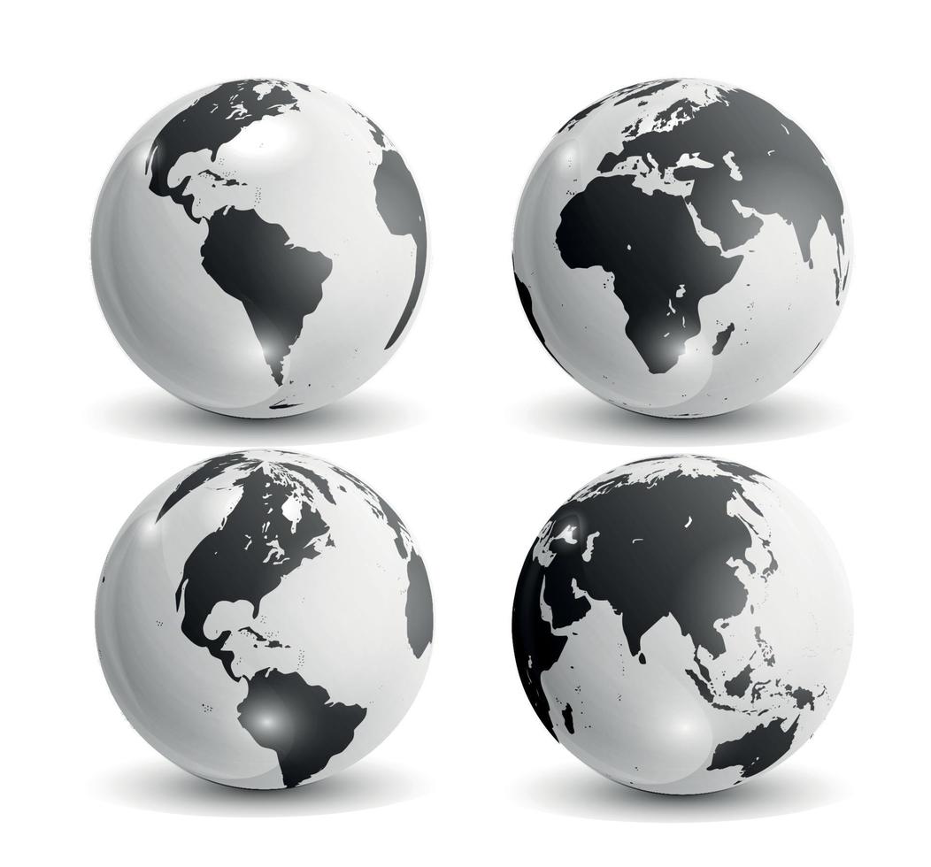 Realistic world map in globe shape of Earth. Vector Illustration