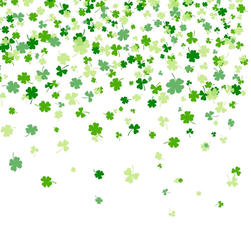 Shamrock or clover leaves flat design green backdrop pattern vector illustration.