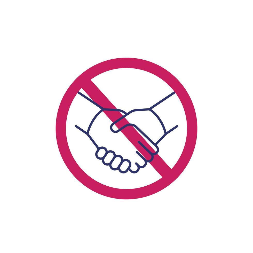 no handshake icon, shaking hands forbidden sign vector