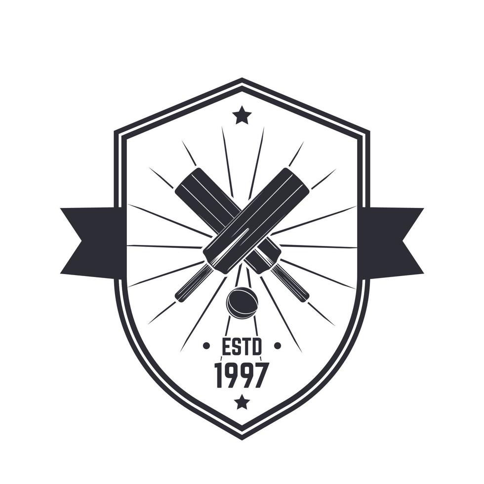 Cricket vintage logo, emblem on white vector