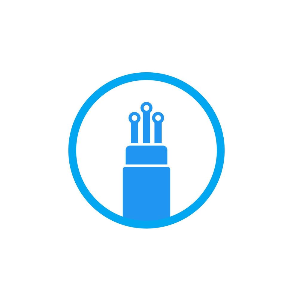 optic fiber cable icon on white vector