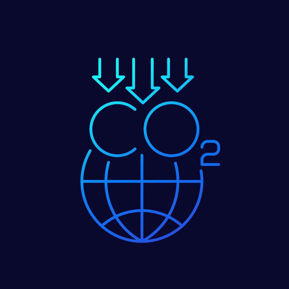 reduce carbon emissions, thin line icon vector