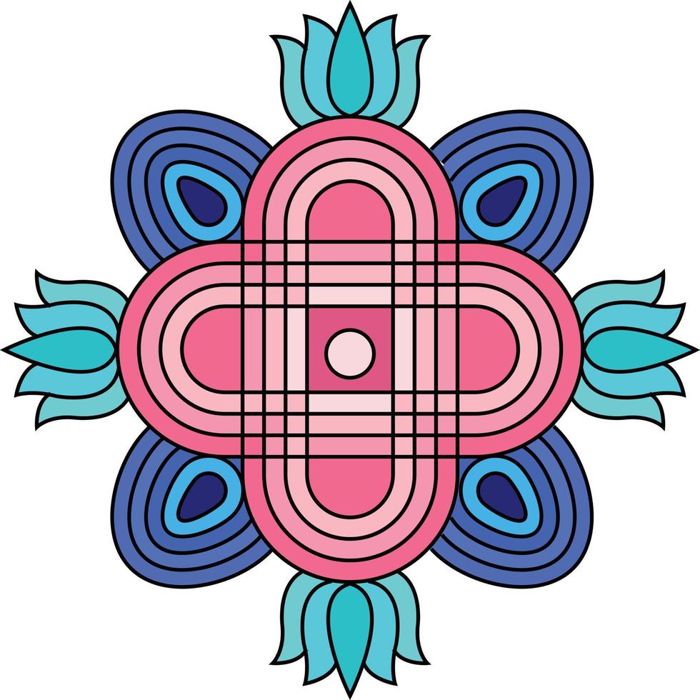 Indian Traditional and Cultural Rangoli, Alpona, Kolam, or Paisley, with a contemporary look. For textile fabric prints, phone case, greeting card. logo, calendar. vector