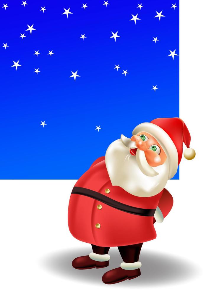 Cute Santa and star in flat style isolated on white background. Vector illustration