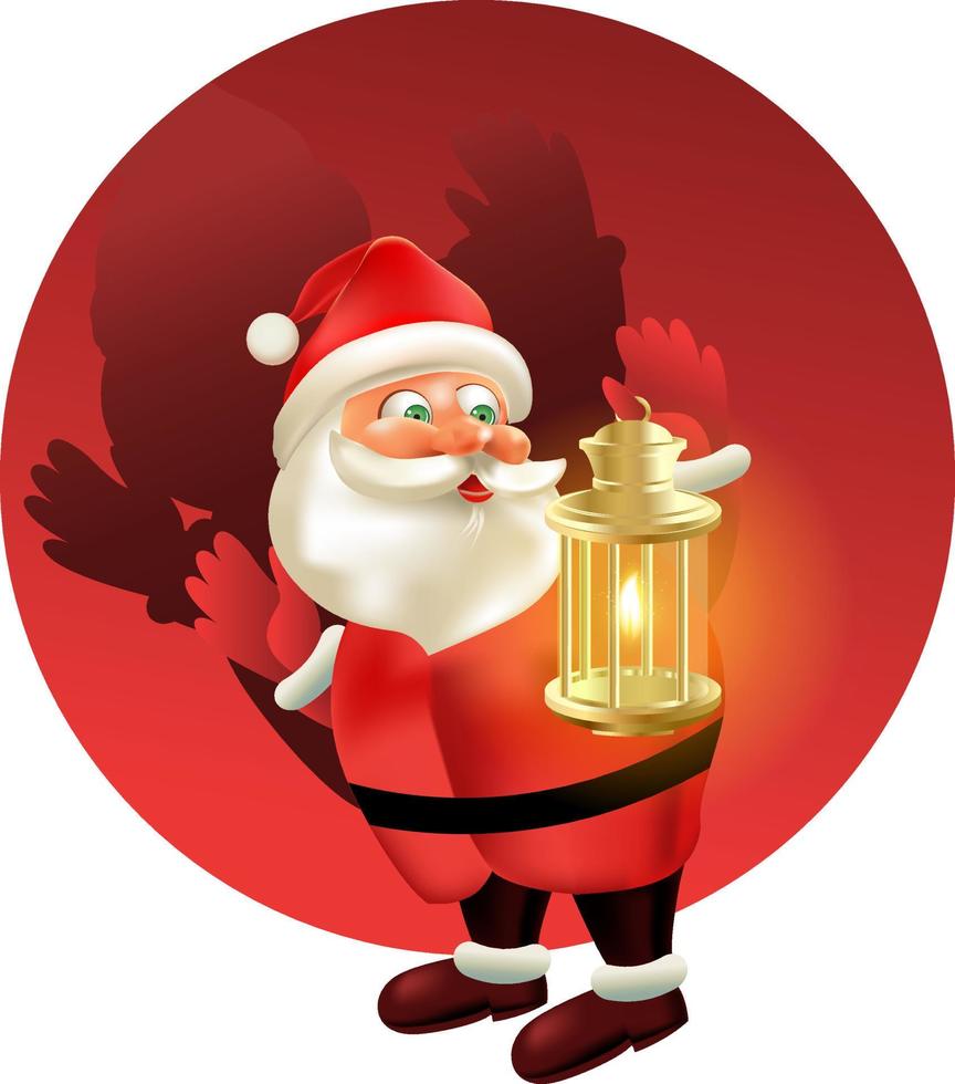 lindo santa claus con lámpara. ilustración vectorial vector