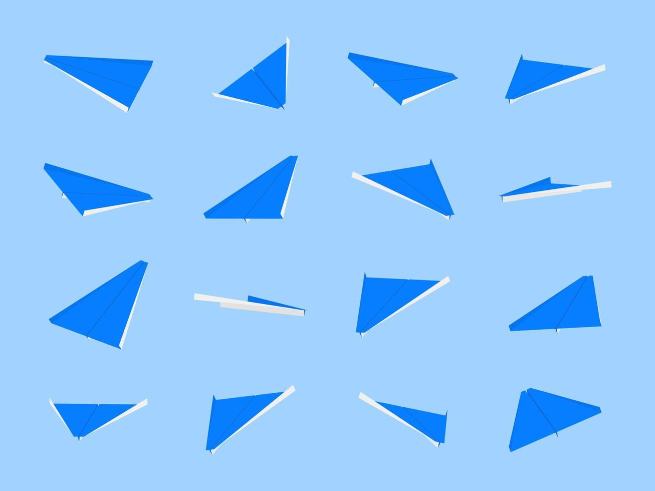 Origami paper planes collection with different views and angles vector