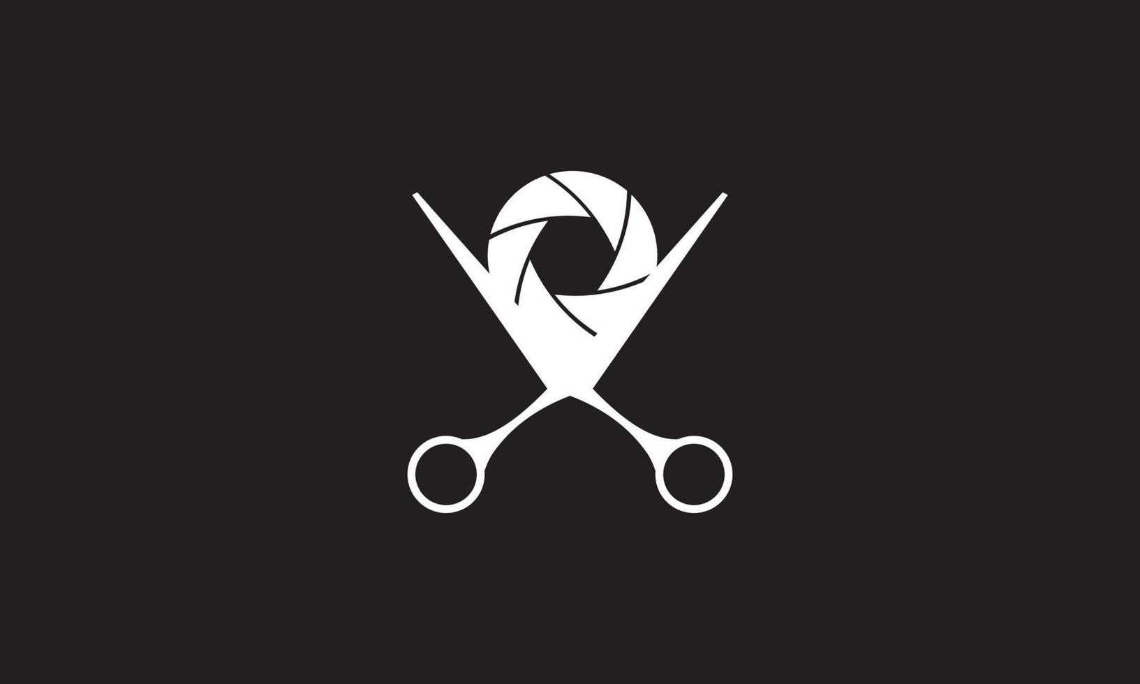 shutter camera with scissor logo symbol icon vector graphic design illustration