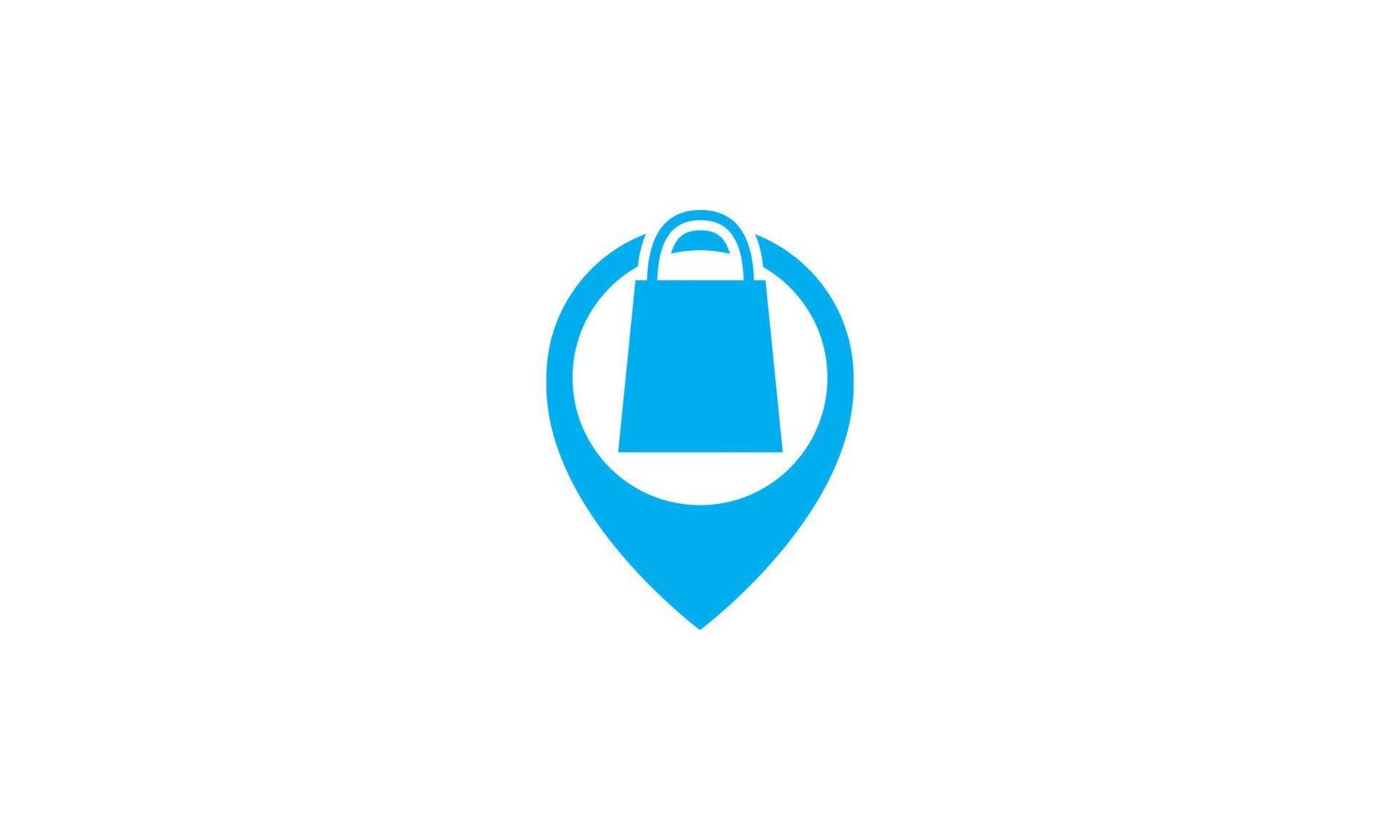 Bolsa de compras con pin mapa ubicación logo símbolo icono vector diseño gráfico ilustración