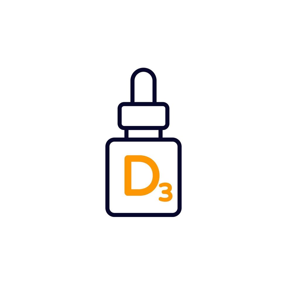 d3 vitamin dropper bottle line icon vector