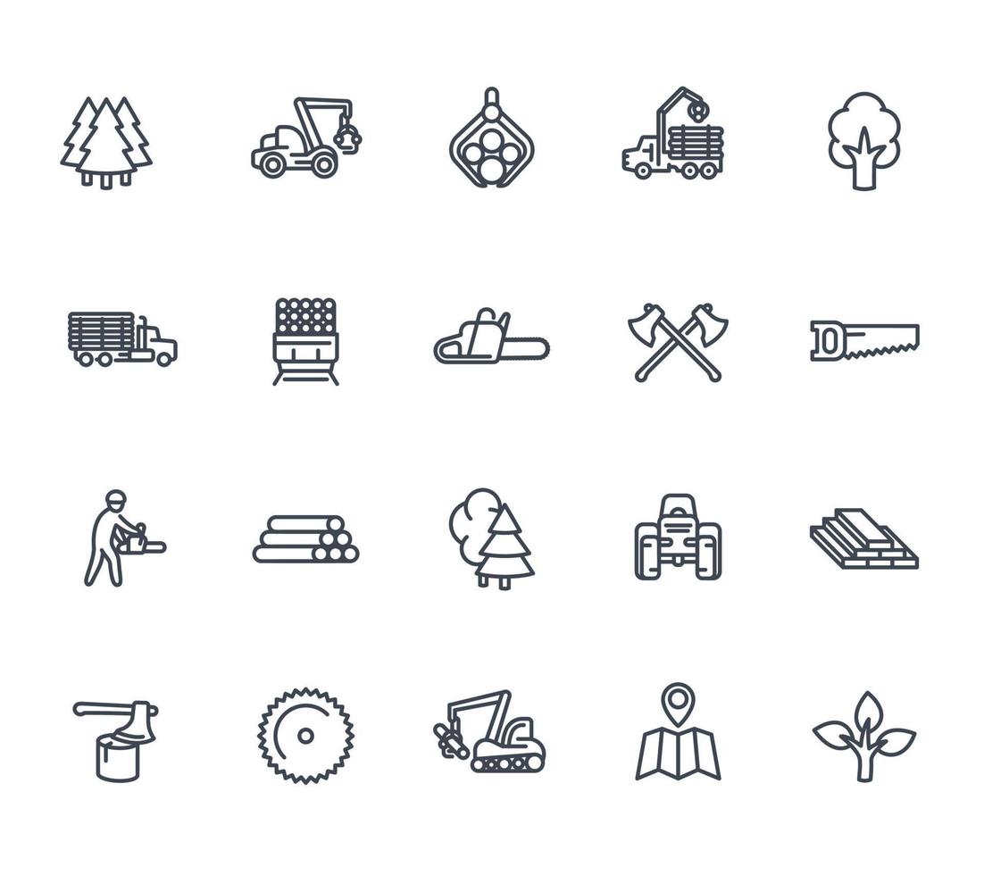 timber industry icons on white vector
