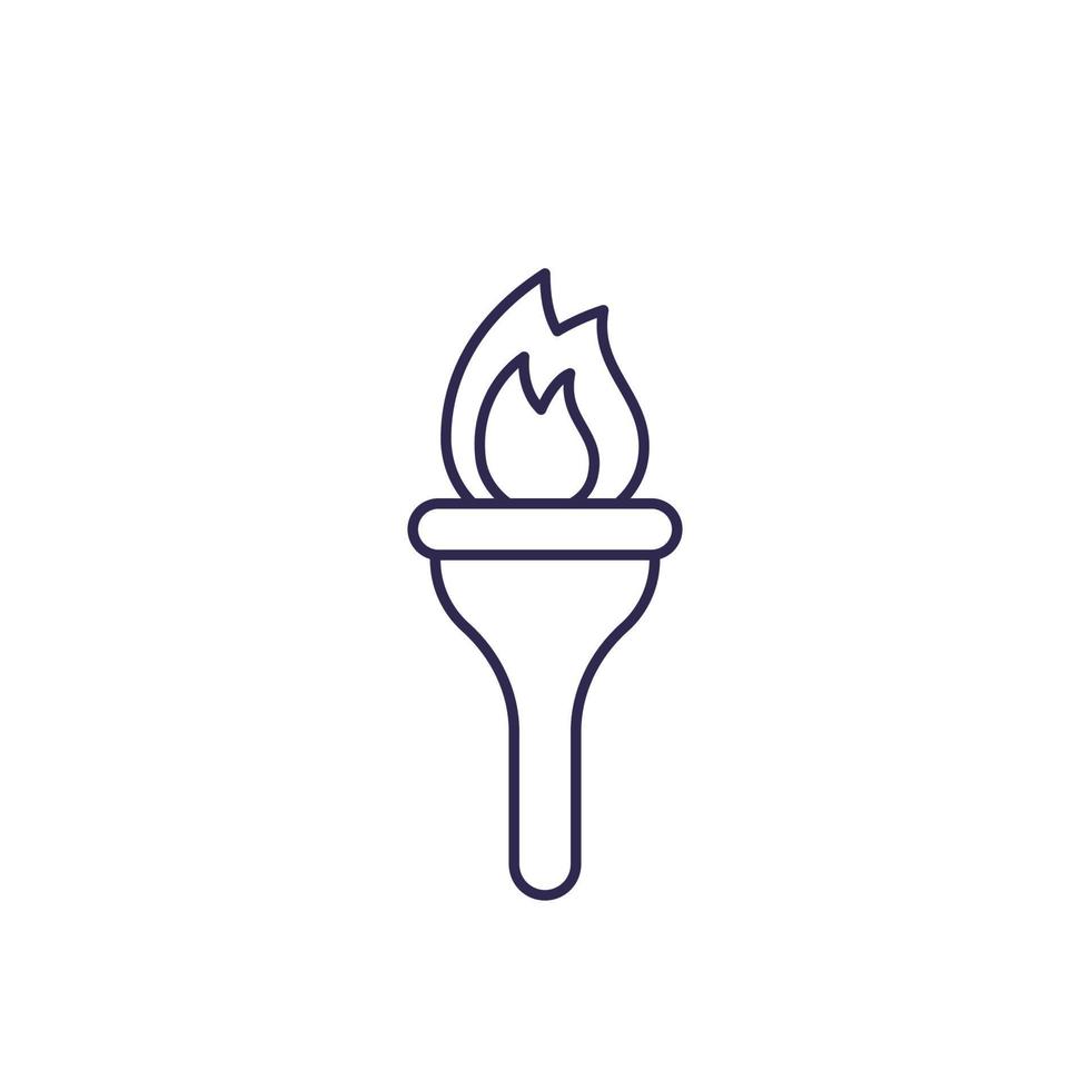 torch with flame, line icon on white vector