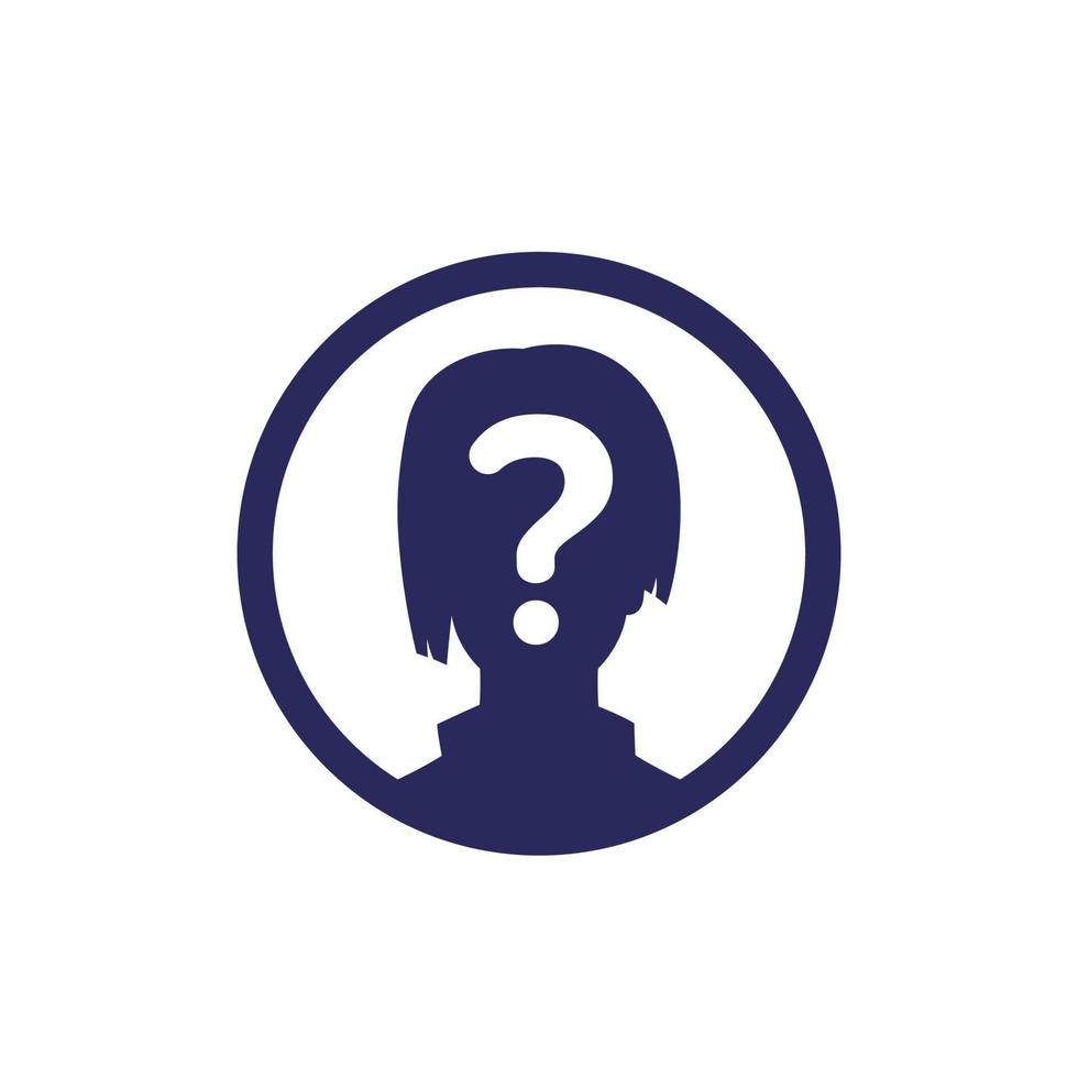 unknown person, user icon with a girl vector
