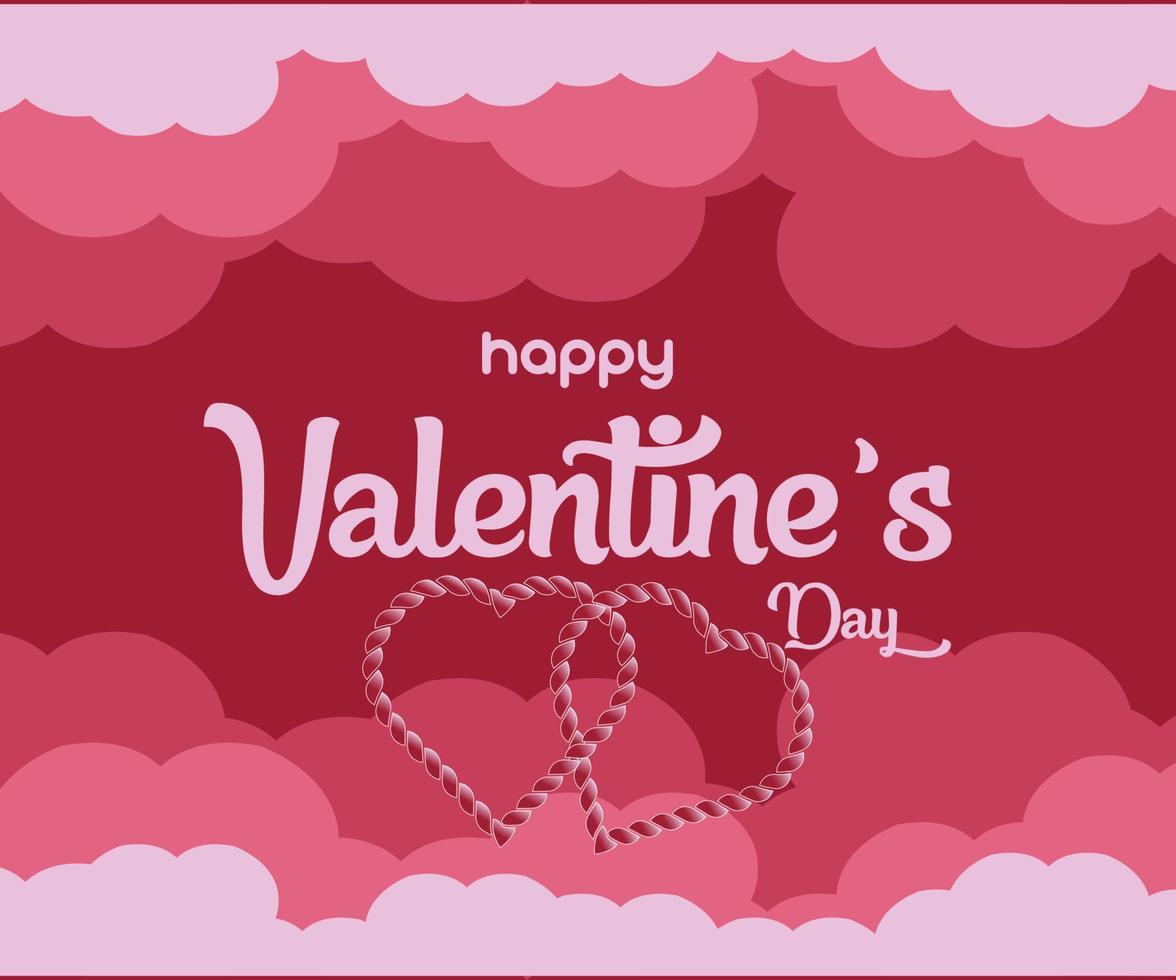 valentines day greeting card illustration with chain motif heart symbol, invitation, poster, social media vector
