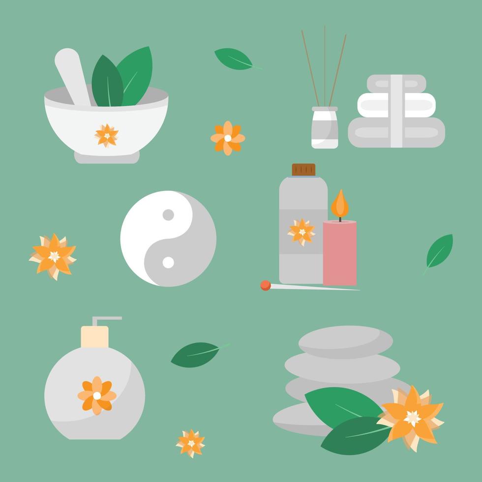 Set of spa and wellness business icons vector illustration design
