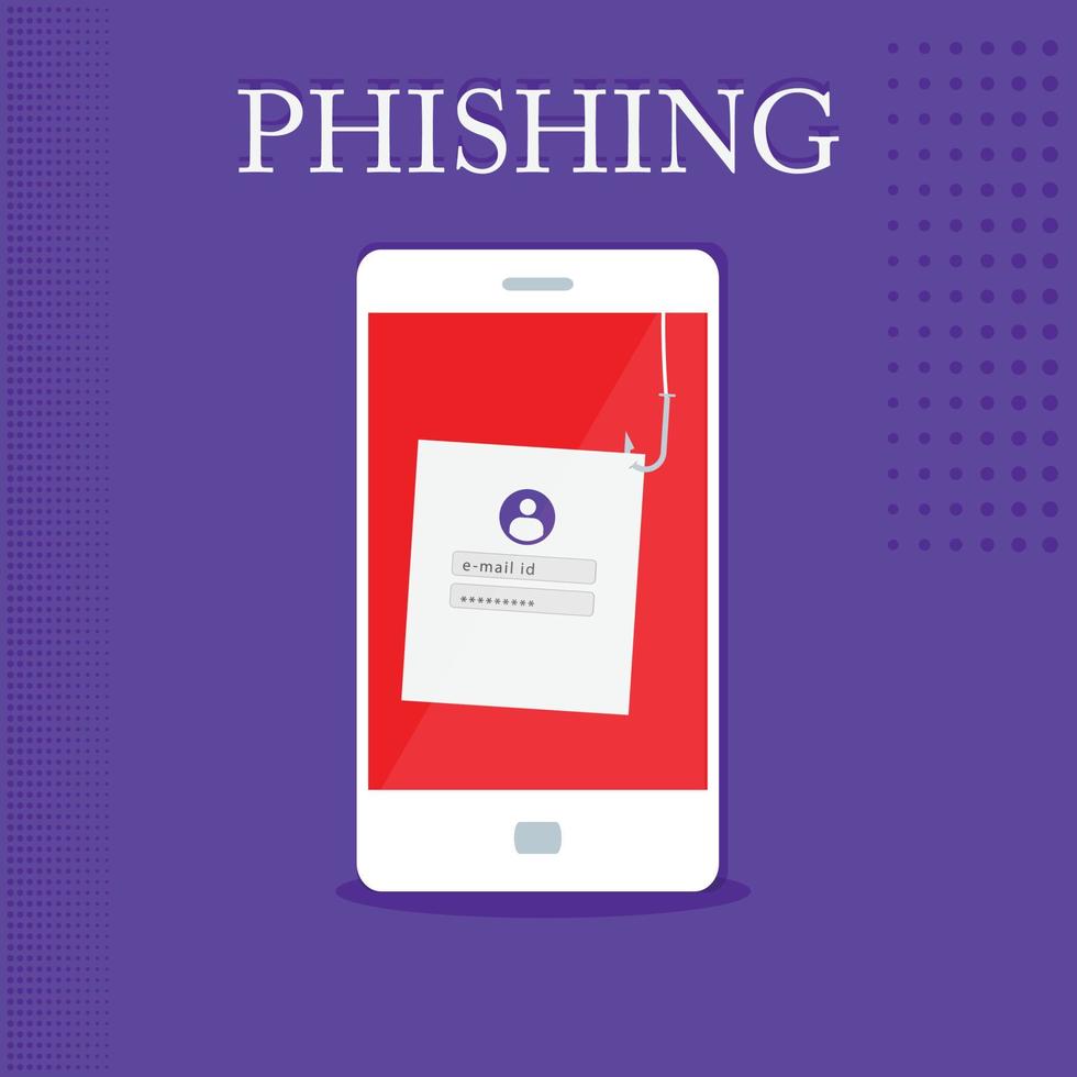 Smartphone with phishing alert concept design vector illustration