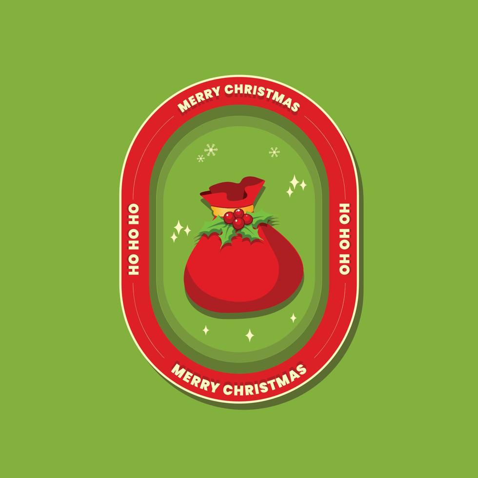 Christmas greetings sticker and badge design with decorative object vector illustration