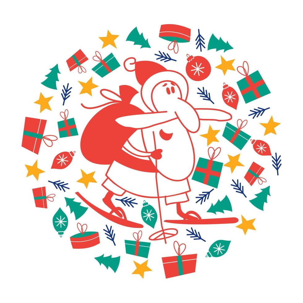 New Year's Christmas card, vector illustration.