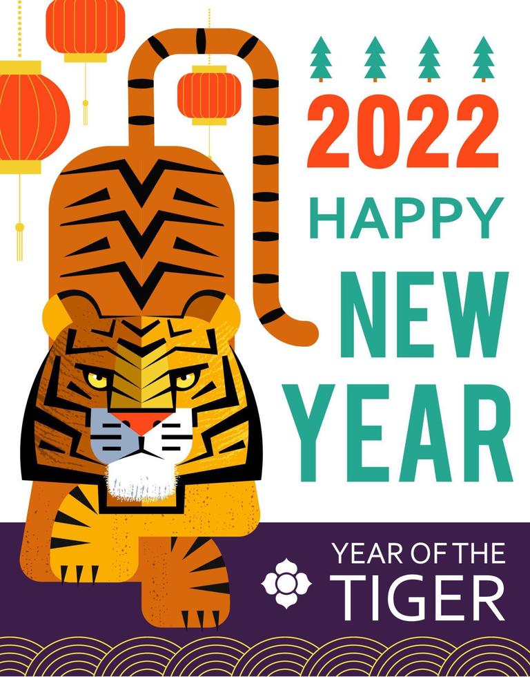 Happy new Year. New Year of the tiger. Vector illustration.