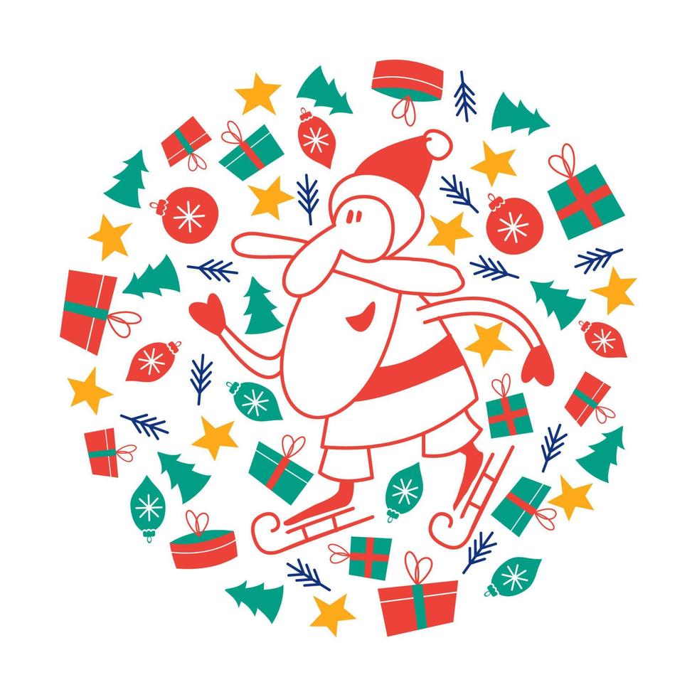 New Year's Christmas card, vector illustration.