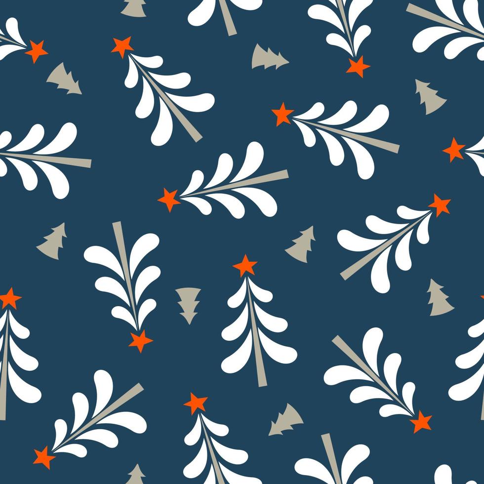 Seamless Christmas pattern on blue background. Vector illustration.