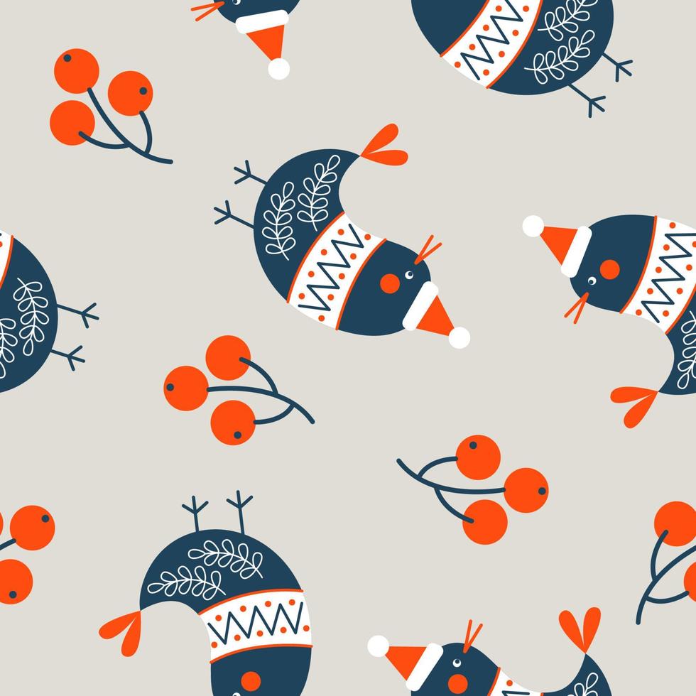 Seamless Christmas pattern on light background. Vector illustration.