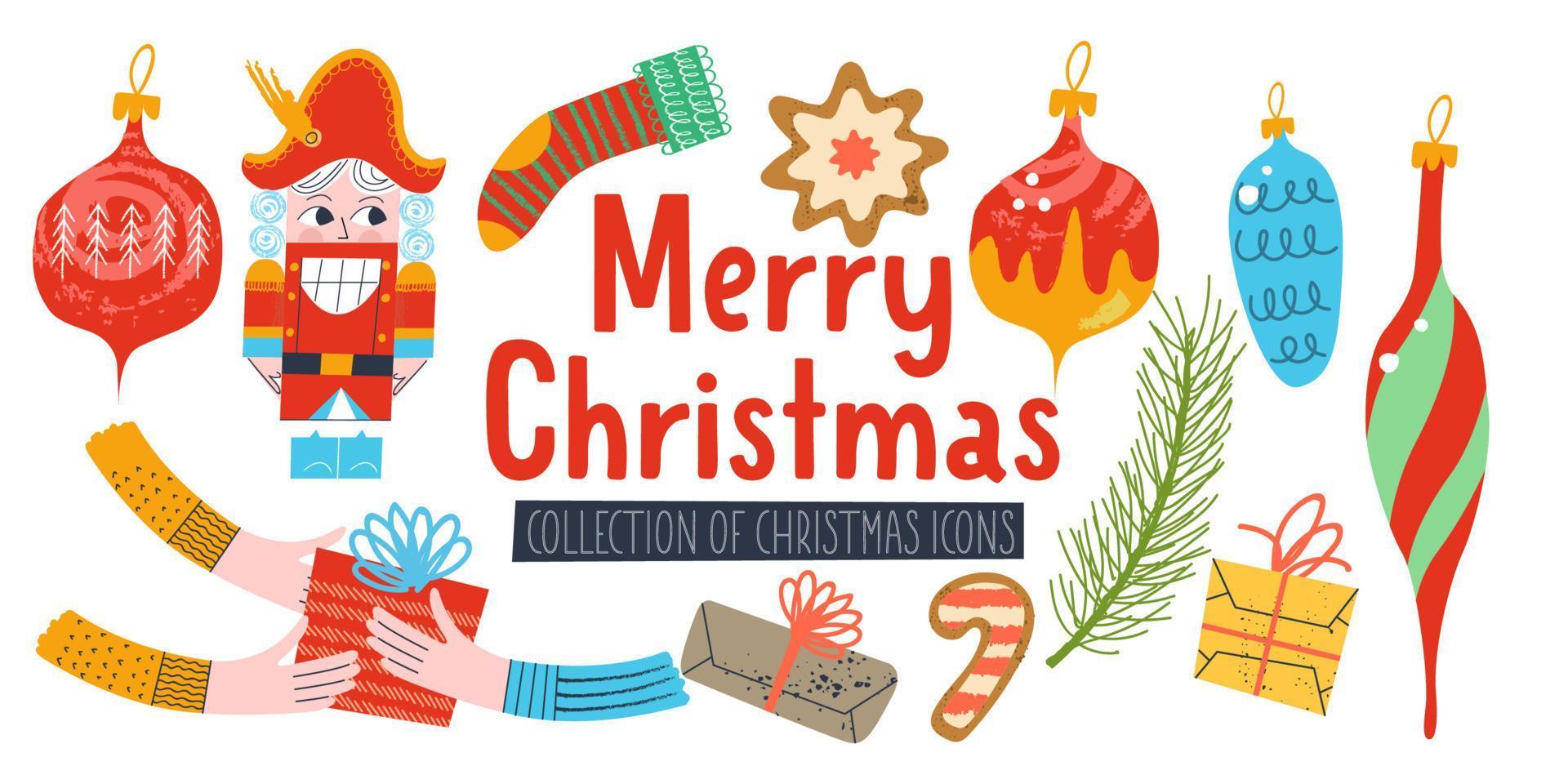 Merry Christmas. Set of vector elements of Christmas decor.