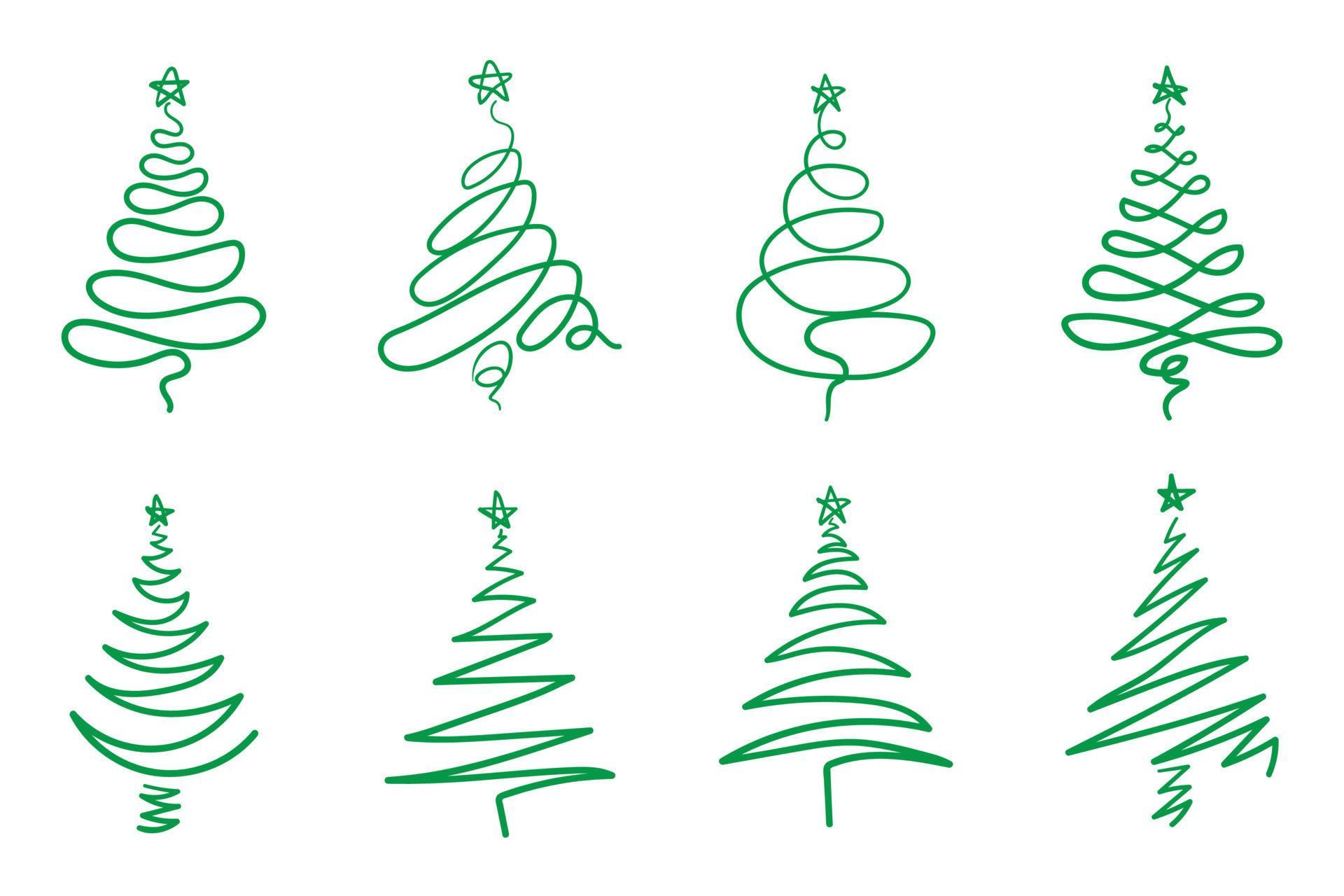 Christmas trees with green outline 4510469 Vector Art at Vecteezy