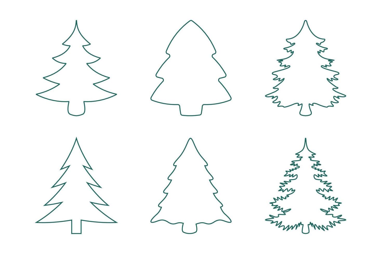 Green line Christmas tree collection vector