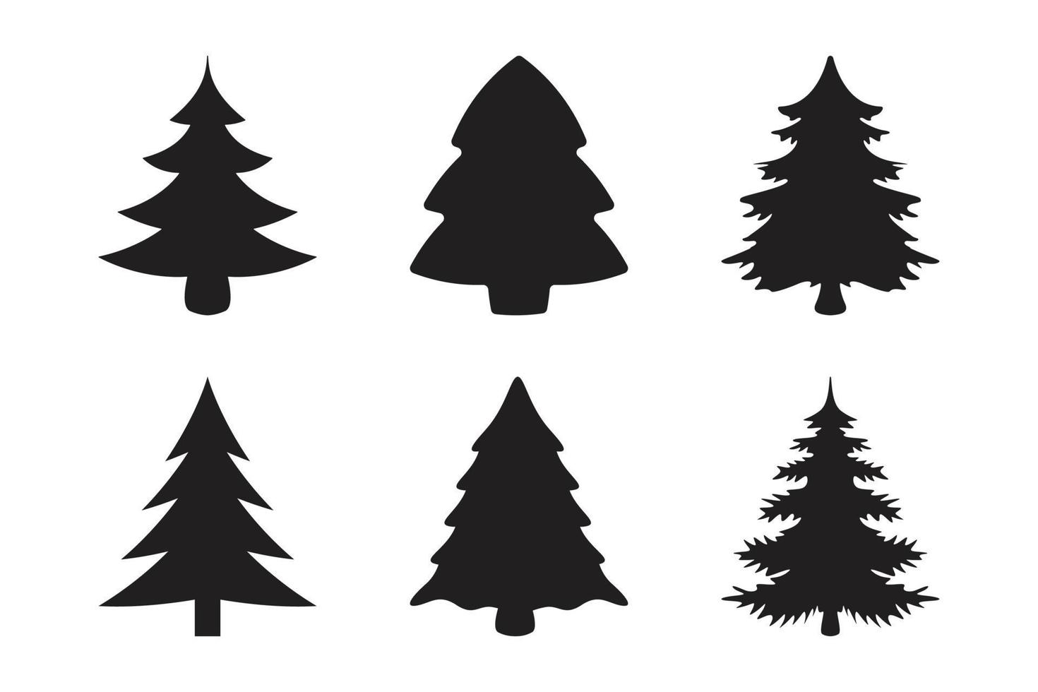 Christmas tree silhouette collection vector