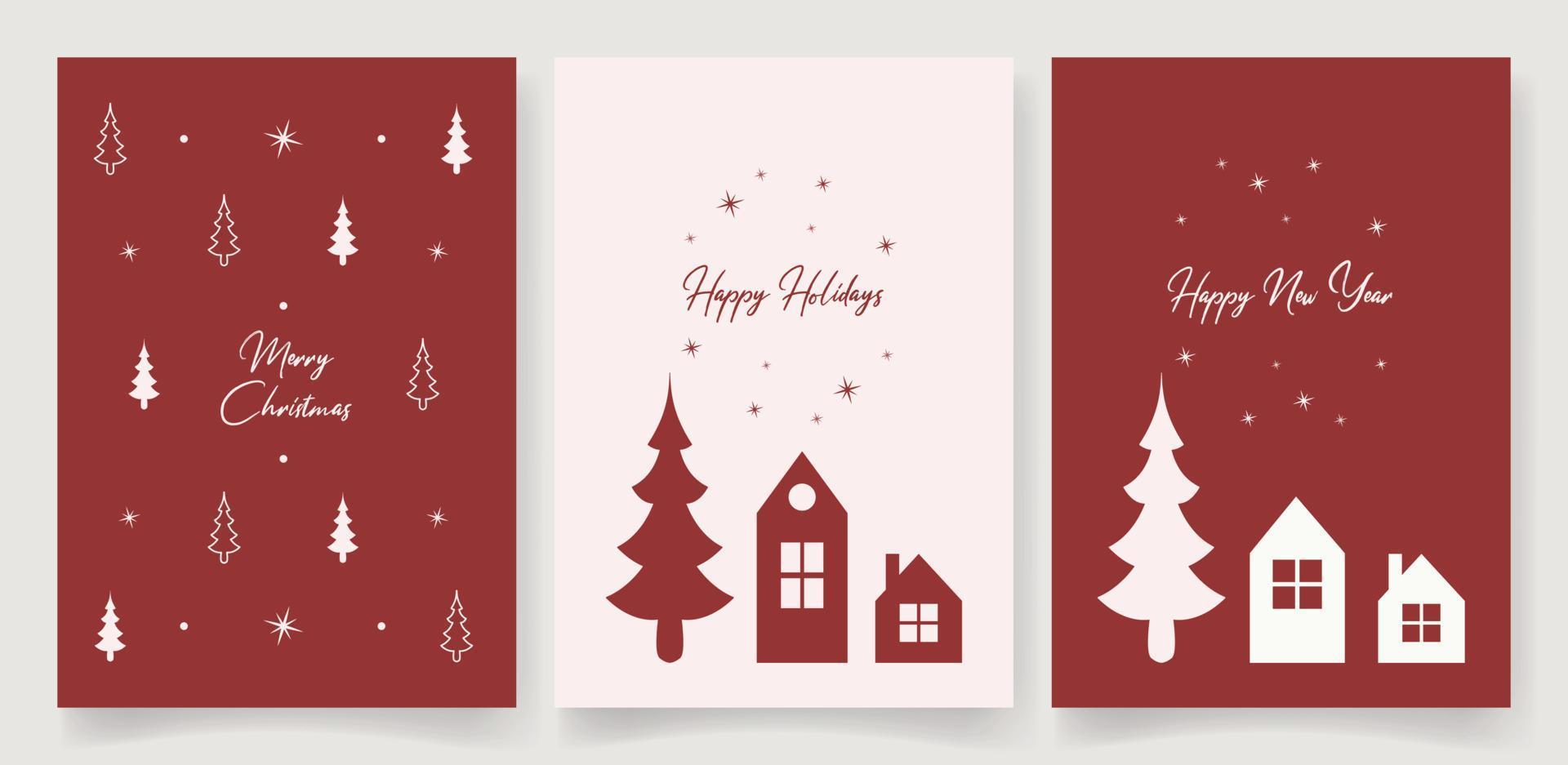 Hand drawn christmas and new year greeting card template vector