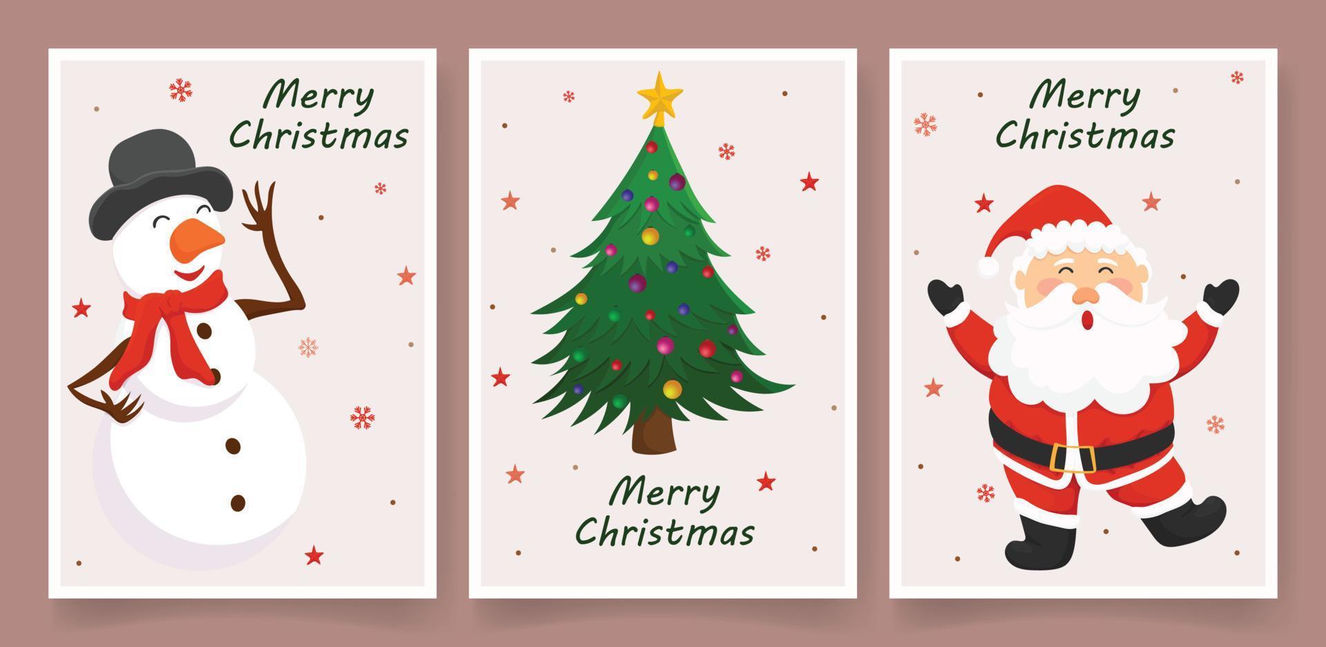 Hand drawn christmas and new year greeting card template vector