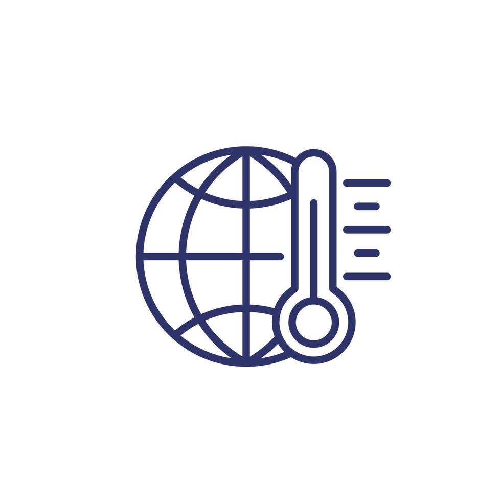 global warming line icon on white vector