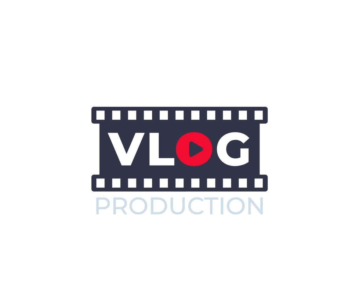 Vlog, video blogging, vector logo with film strip