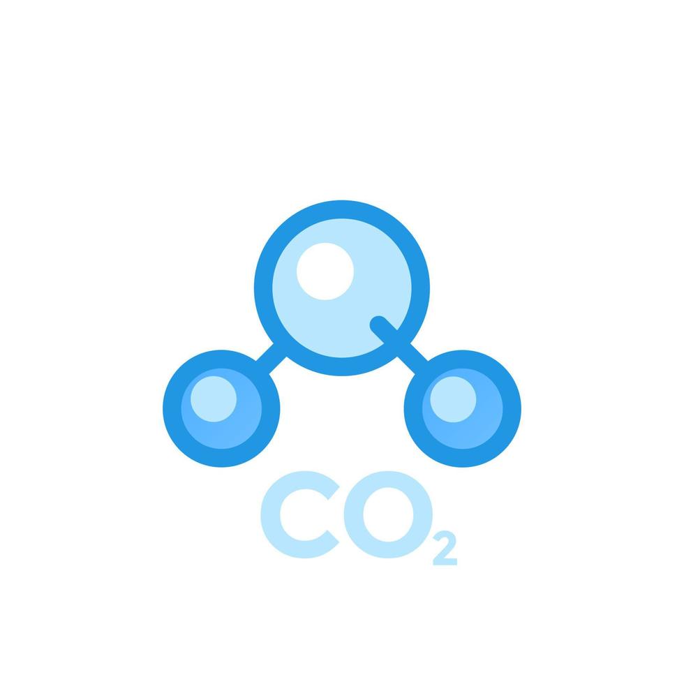 Molécula de CO2, icono de dióxido de carbono aislado en blanco vector