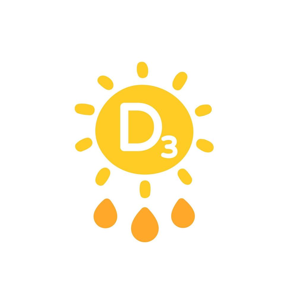 icono de vitamina d3 con un sol vector