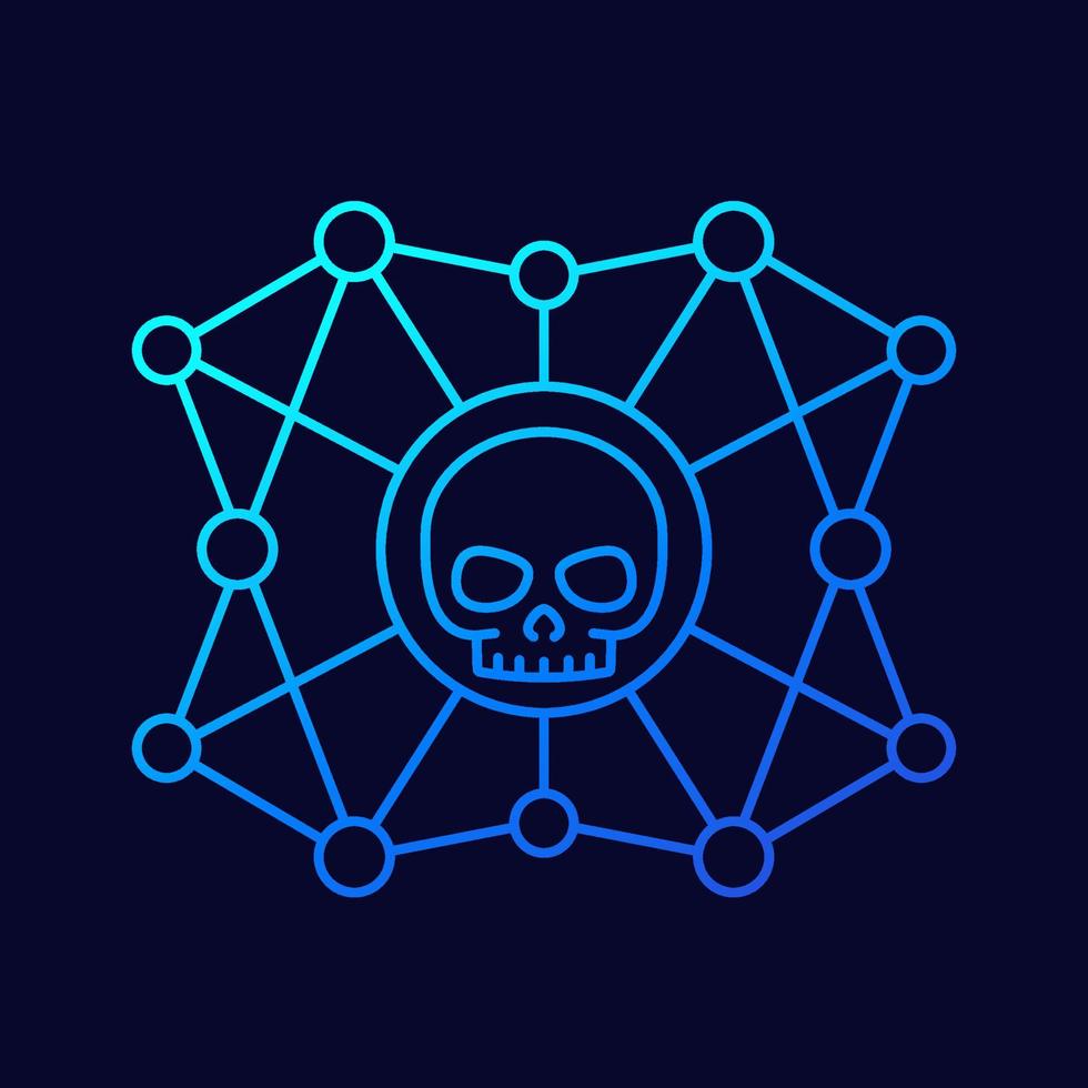 malware spread, cyber attacks line vector icon