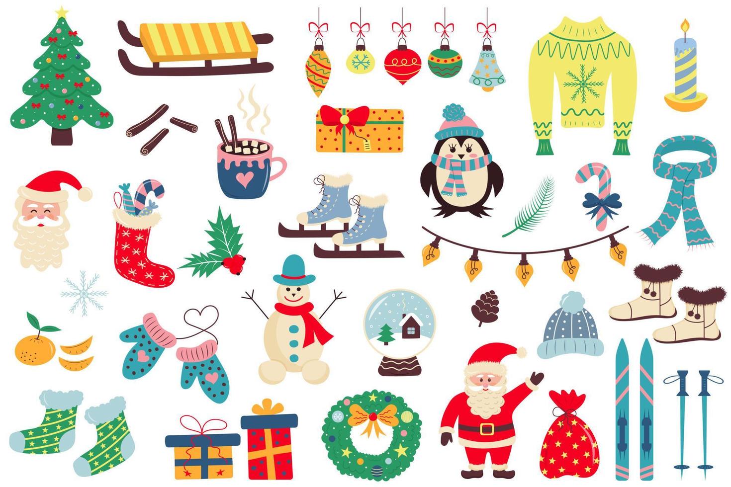 conjunto de iconos de invierno y Navidad. vector