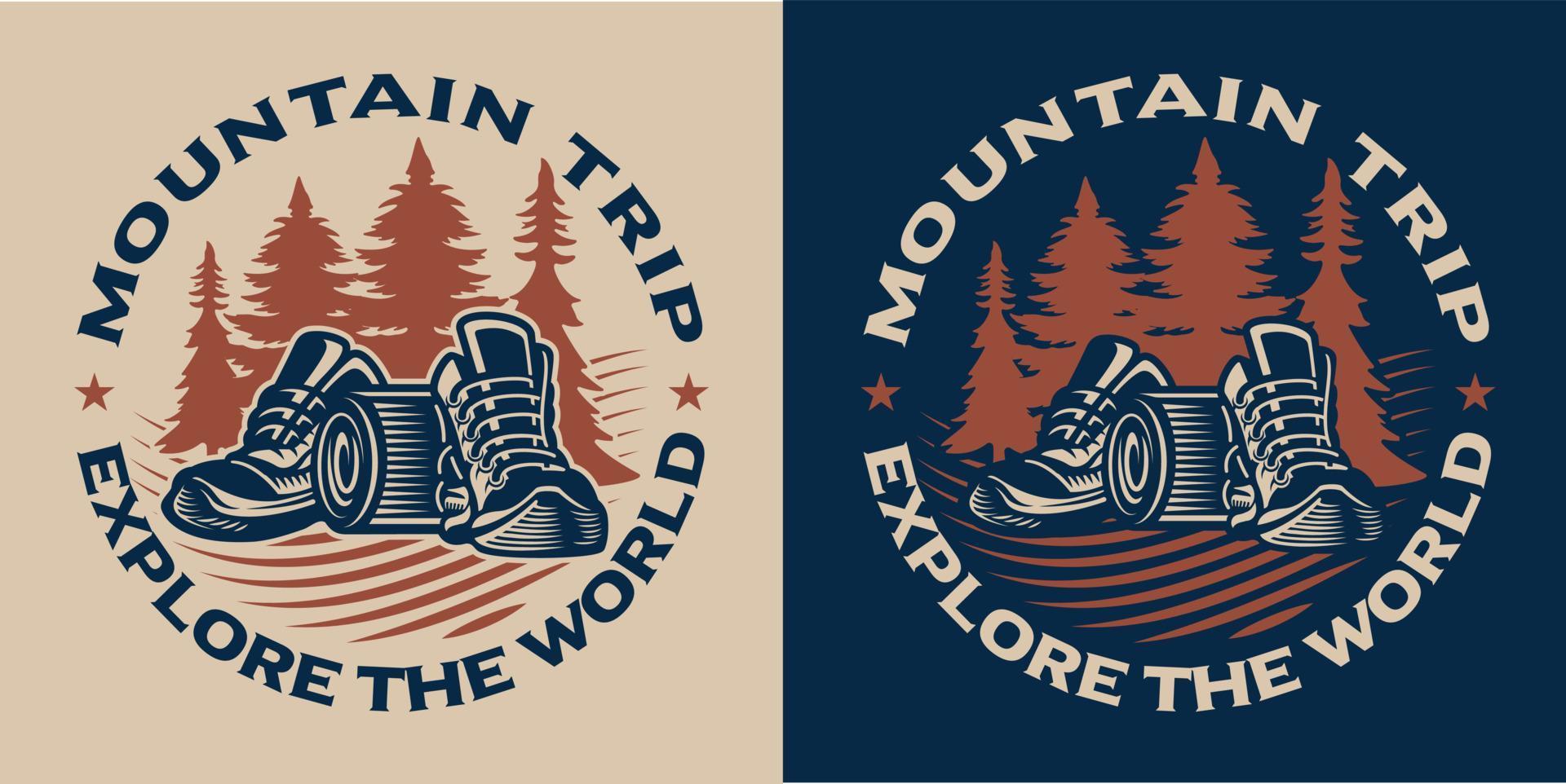 vector emblema sobre el tema del trekking.