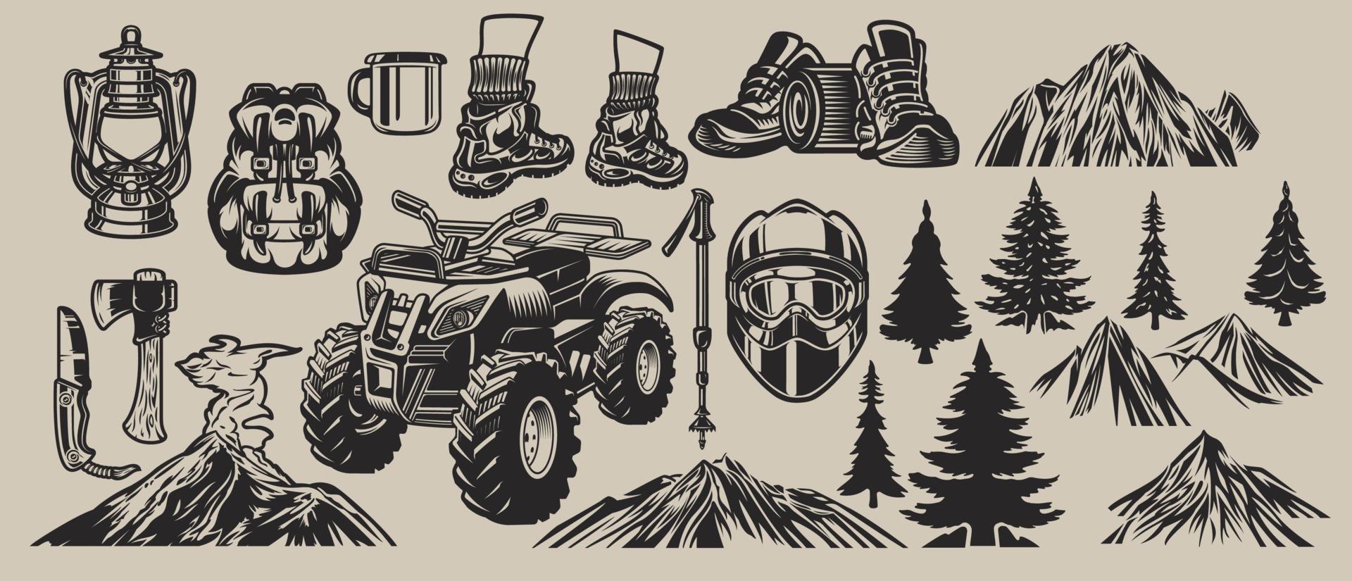 Set of vector camping design elements