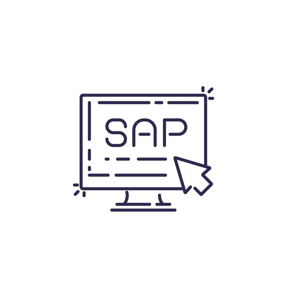 SAP, business planning software icon, vector line design