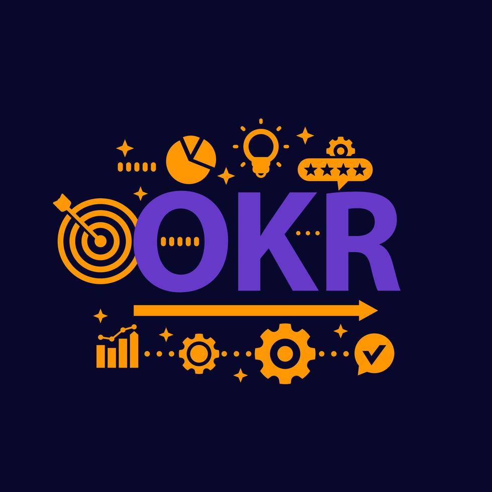 okr, objetivos y concepto de resultados clave vector