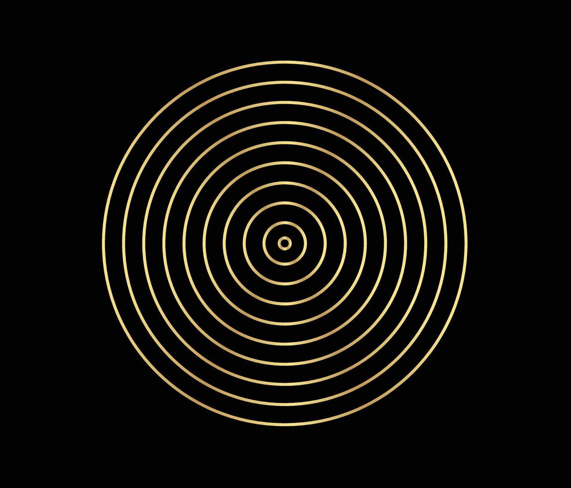 elemento de círculo concéntrico. anillo de oro de color lujoso. Ilustración de vector abstracto para onda de sonido, gráfico dorado, decoración moderna para sitios web, carteles, pancartas, vector de plantilla eps10