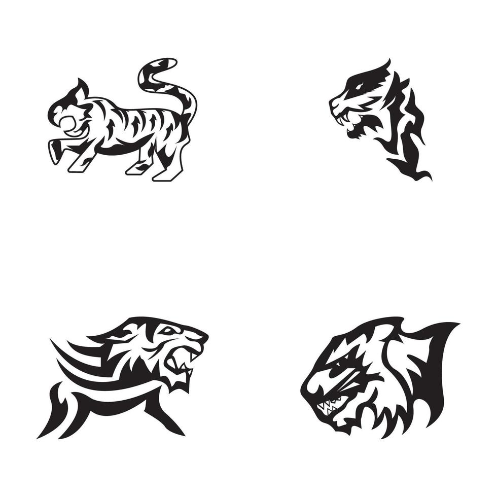 Ilustración de plantilla de icono y símbolo de tigre vector