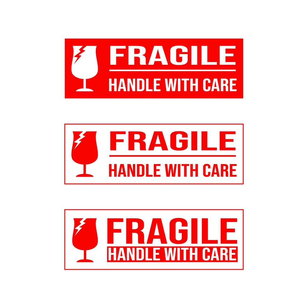 printable fragile for shipping packages label. vector