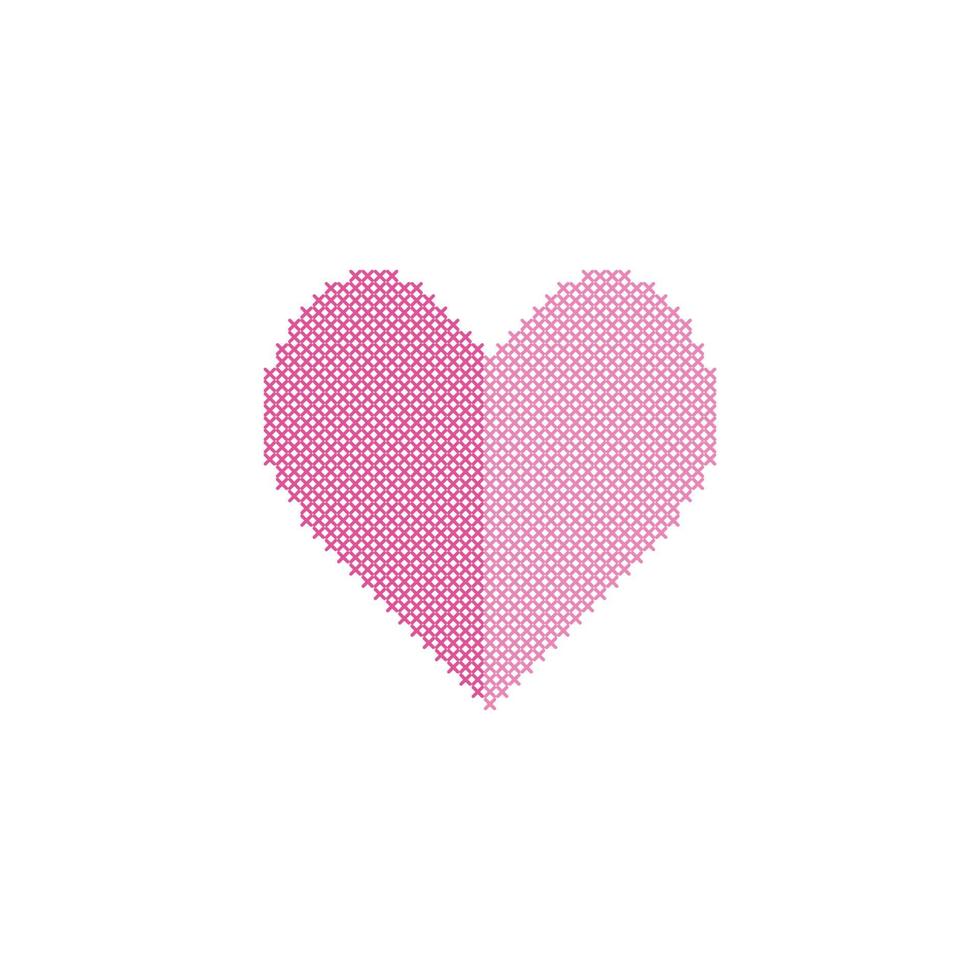 Cross stitch love symbol for  embroidery element pattern vector