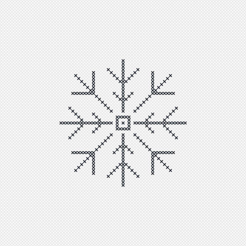 Cross stitch snow flake for embroidery element pattern vector