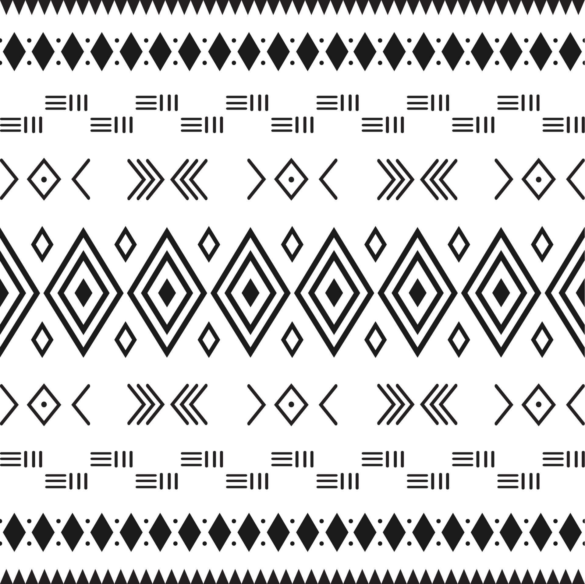 Black and white tribal ethnic pattern with geometric elements ...