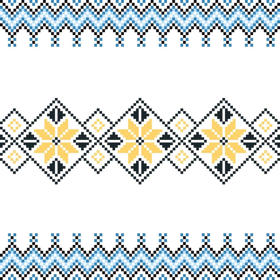 Traditional Ukrainian folk art knitted embroidery pattern vector